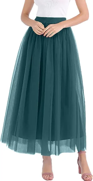 Maxi Skirt Women Tiered Layered Mesh Ballet Prom Party Tulle Tutu A Line Midi Skirt