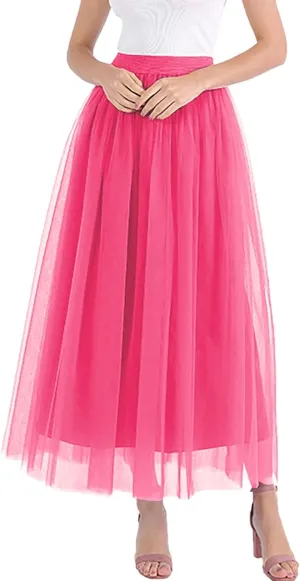 Maxi Skirt Women Tiered Layered Mesh Ballet Prom Party Tulle Tutu A Line Midi Skirt