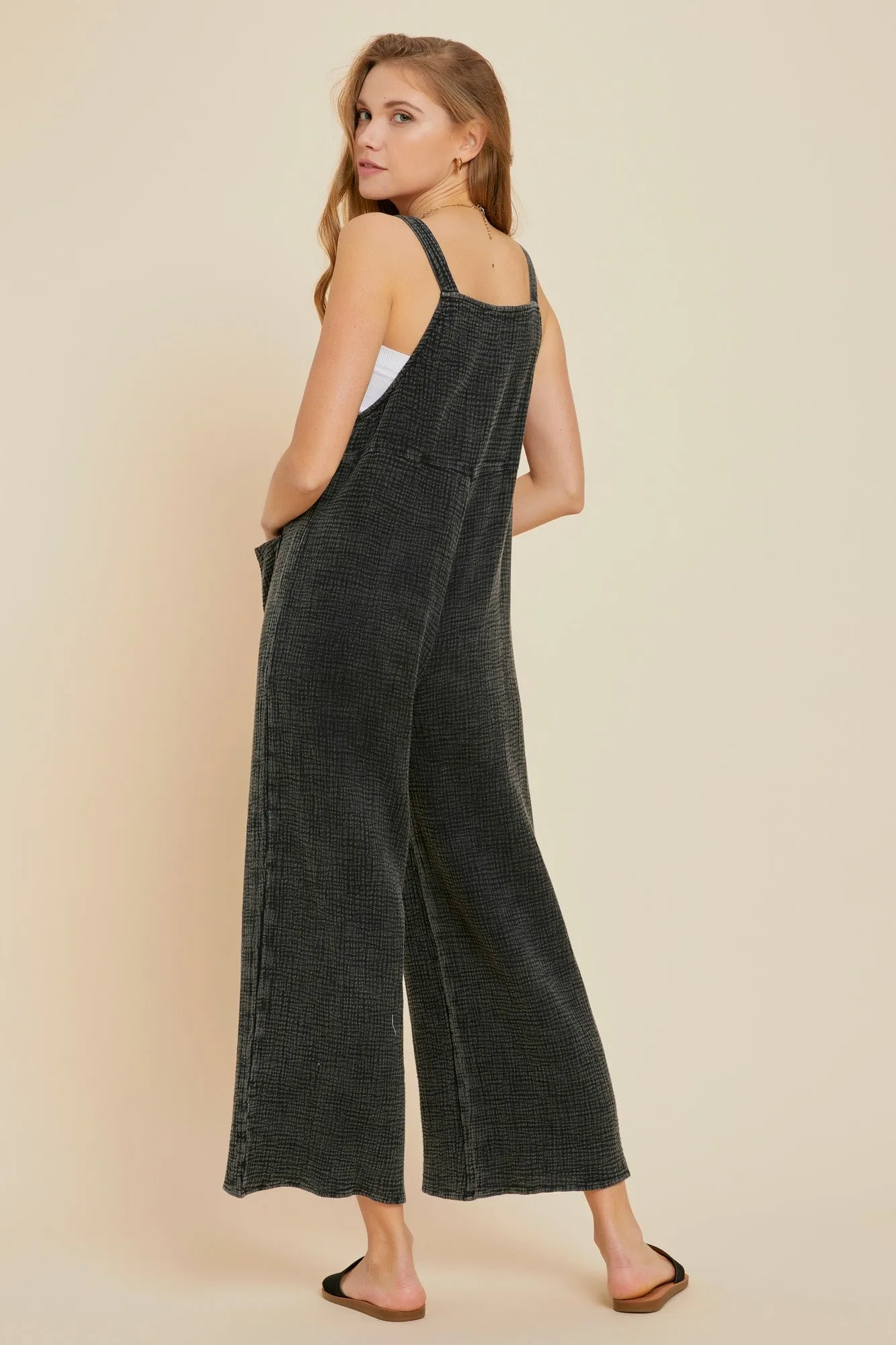 Mel Gauze Overall in Black