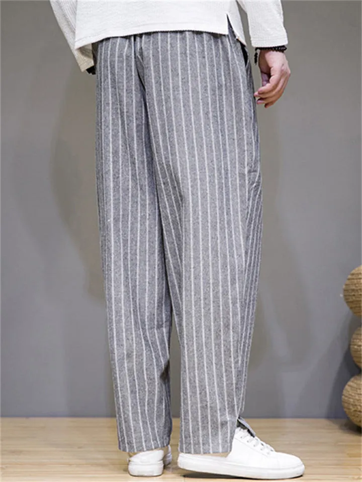 Men's Cozy Cotton Linen Striped Pants