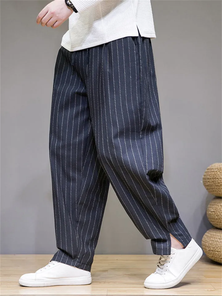 Men's Cozy Cotton Linen Striped Pants
