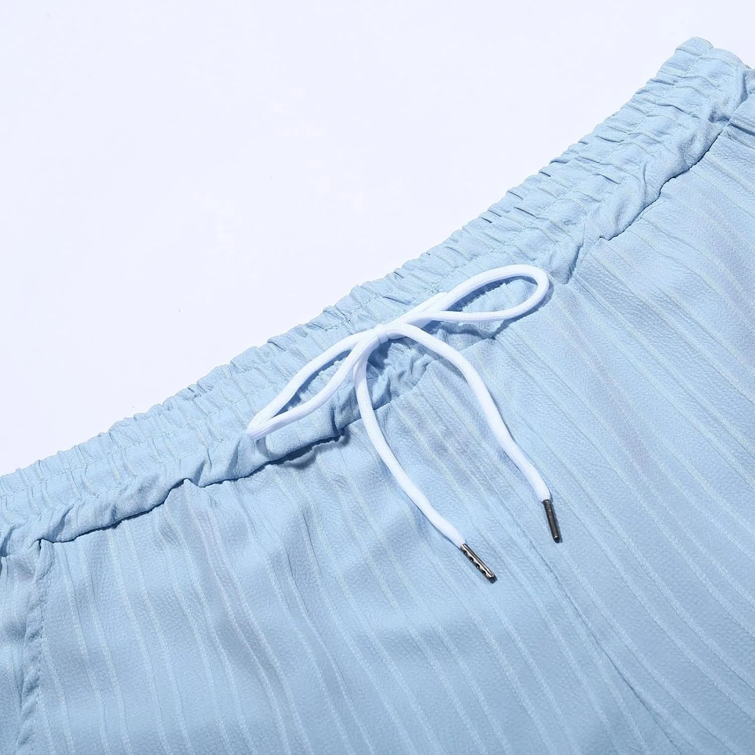 Men's Linen Cargo Shorts Summer Casual Elastic Waist Drawstring Beach Shorts with Pockets Lightweight