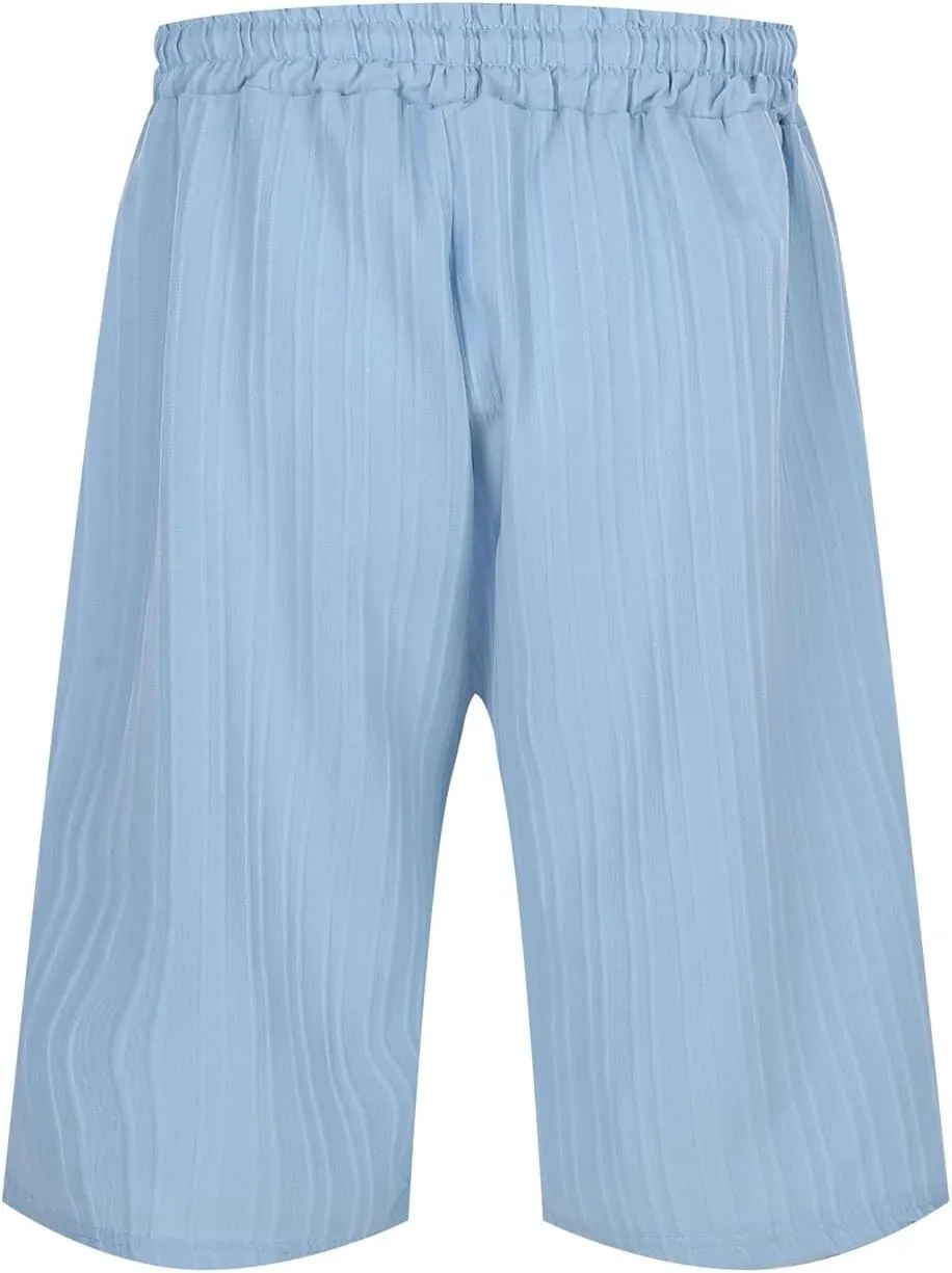 Men's Linen Cargo Shorts Summer Casual Elastic Waist Drawstring Beach Shorts with Pockets Lightweight