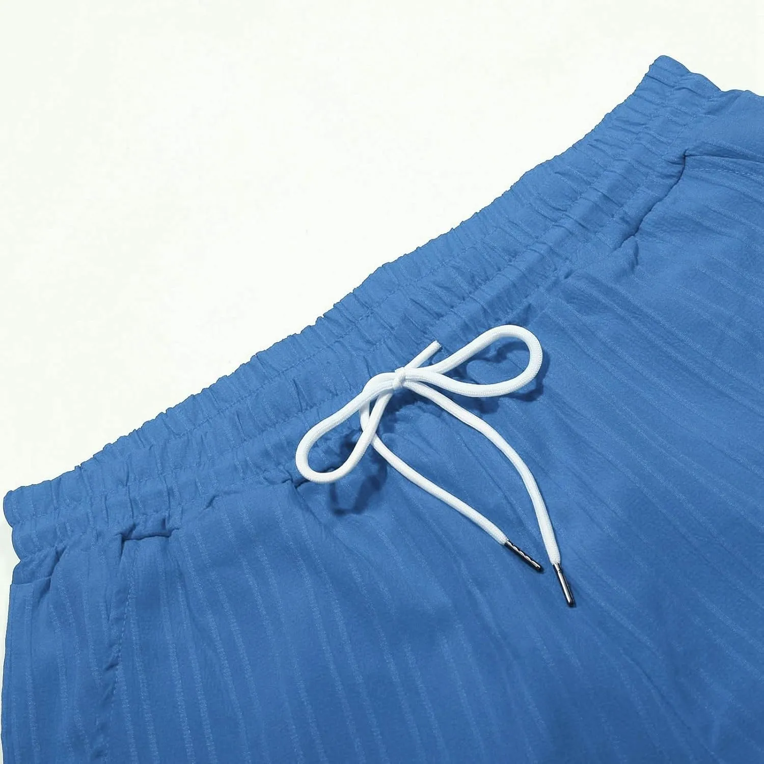 Men's Linen Cargo Shorts Summer Casual Elastic Waist Drawstring Beach Shorts with Pockets Lightweight