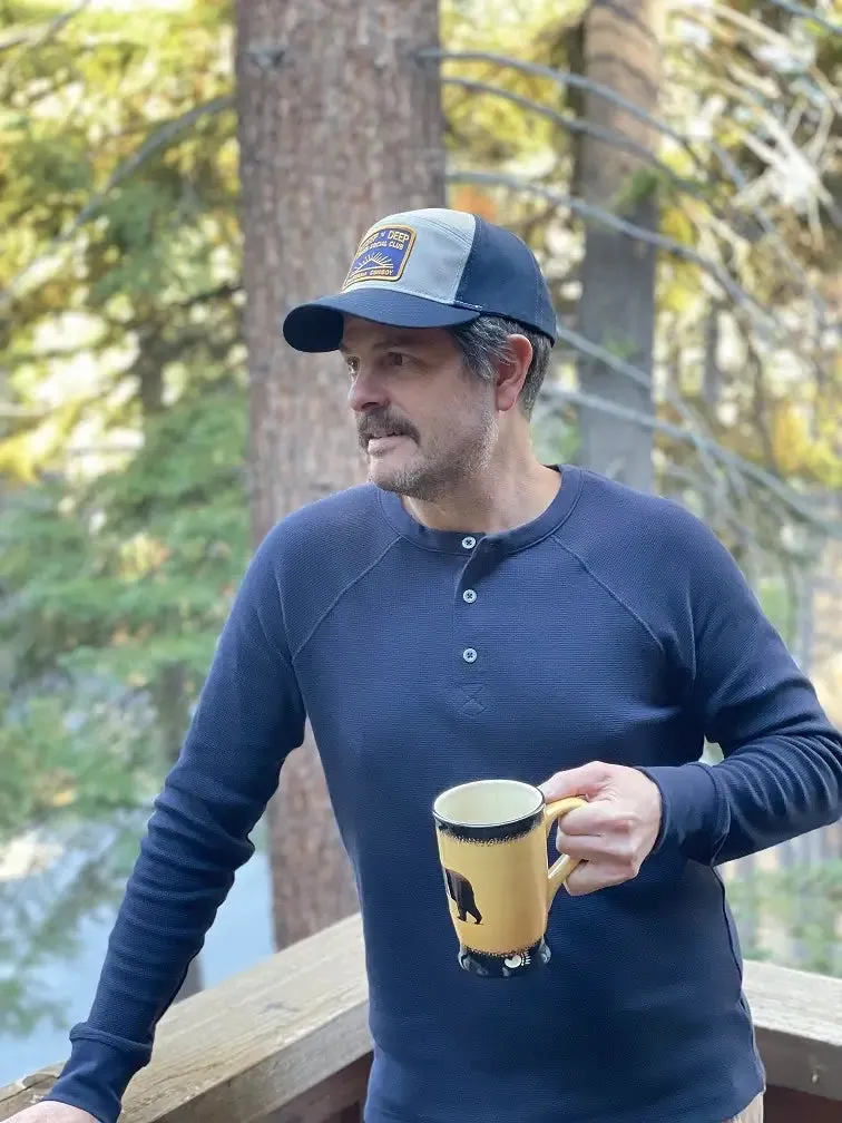 Mens Organic Thermal Henley - Midnight Navy