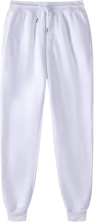 Mens Solid Color Sweatpant Trendy Drawstring Stretch Waist Straight Trousers Jogger Pants Workout Running Casual Pant