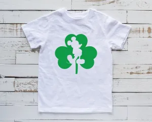 Mickey Mouse Youth Kids T Shirt - Disney St. Patrick's Day - Shamrock - Luckiest Kid Ever - Silhouette - Family Matching Shirts
