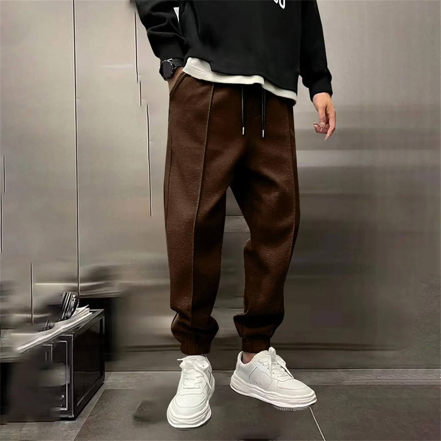 MIDOO Cargo Pants Men Drawstring Chino Cargo Pants Lightweight Hiking Pants Outdoor Twill Track Jogging Sweatpants Pants