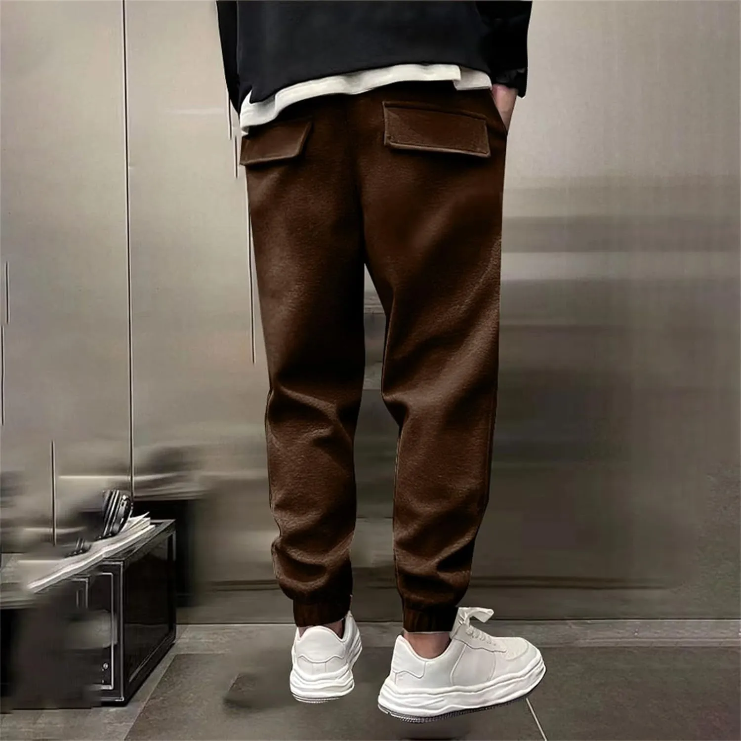 MIDOO Cargo Pants Men Drawstring Chino Cargo Pants Lightweight Hiking Pants Outdoor Twill Track Jogging Sweatpants Pants