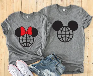 Minnie and Mickey Mouse Epcot Space ship Earth Matching Shirts - Disney Couples Shirt -Epcot World Showcase