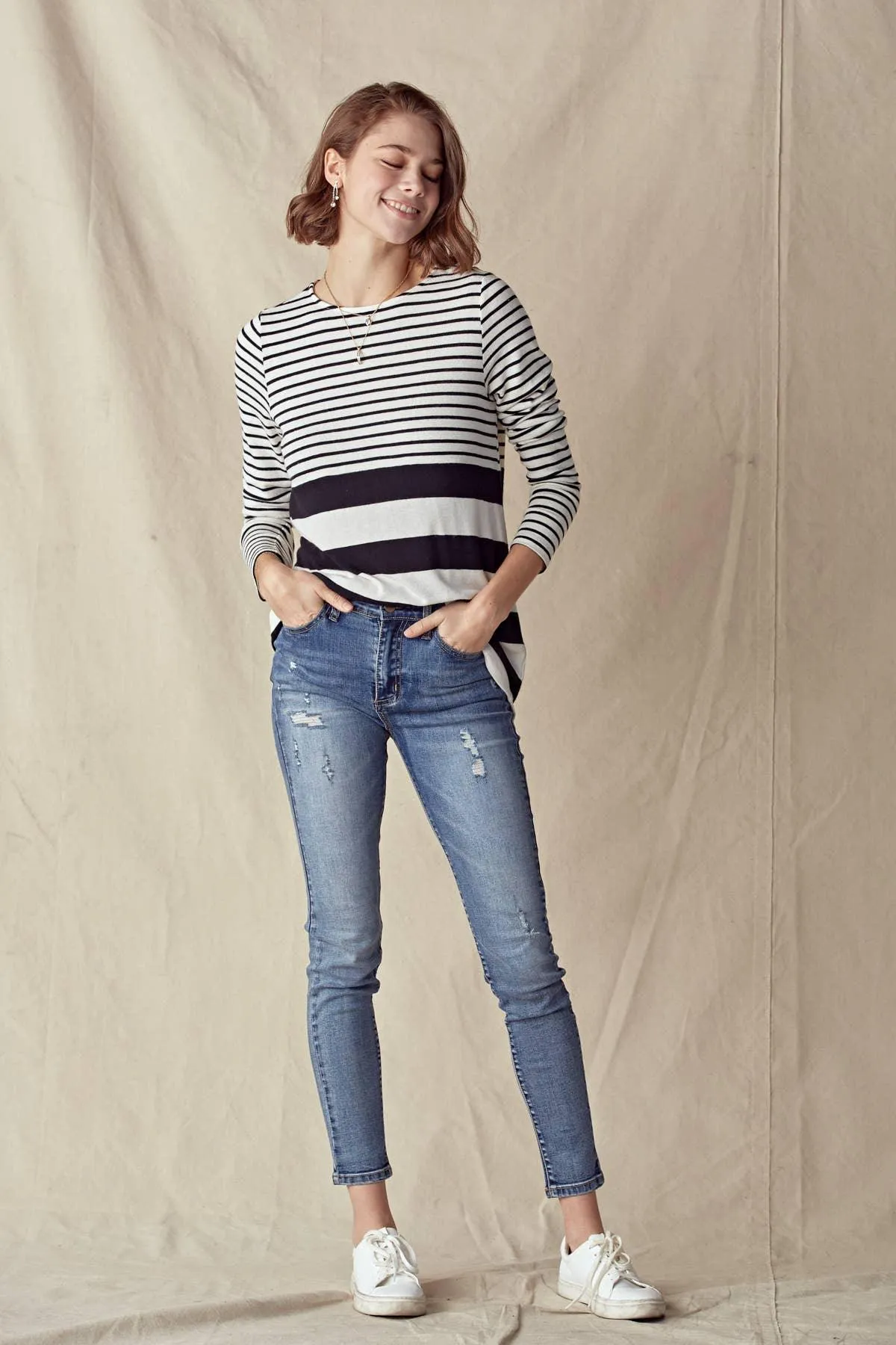 Mixed Stripe Knit Top