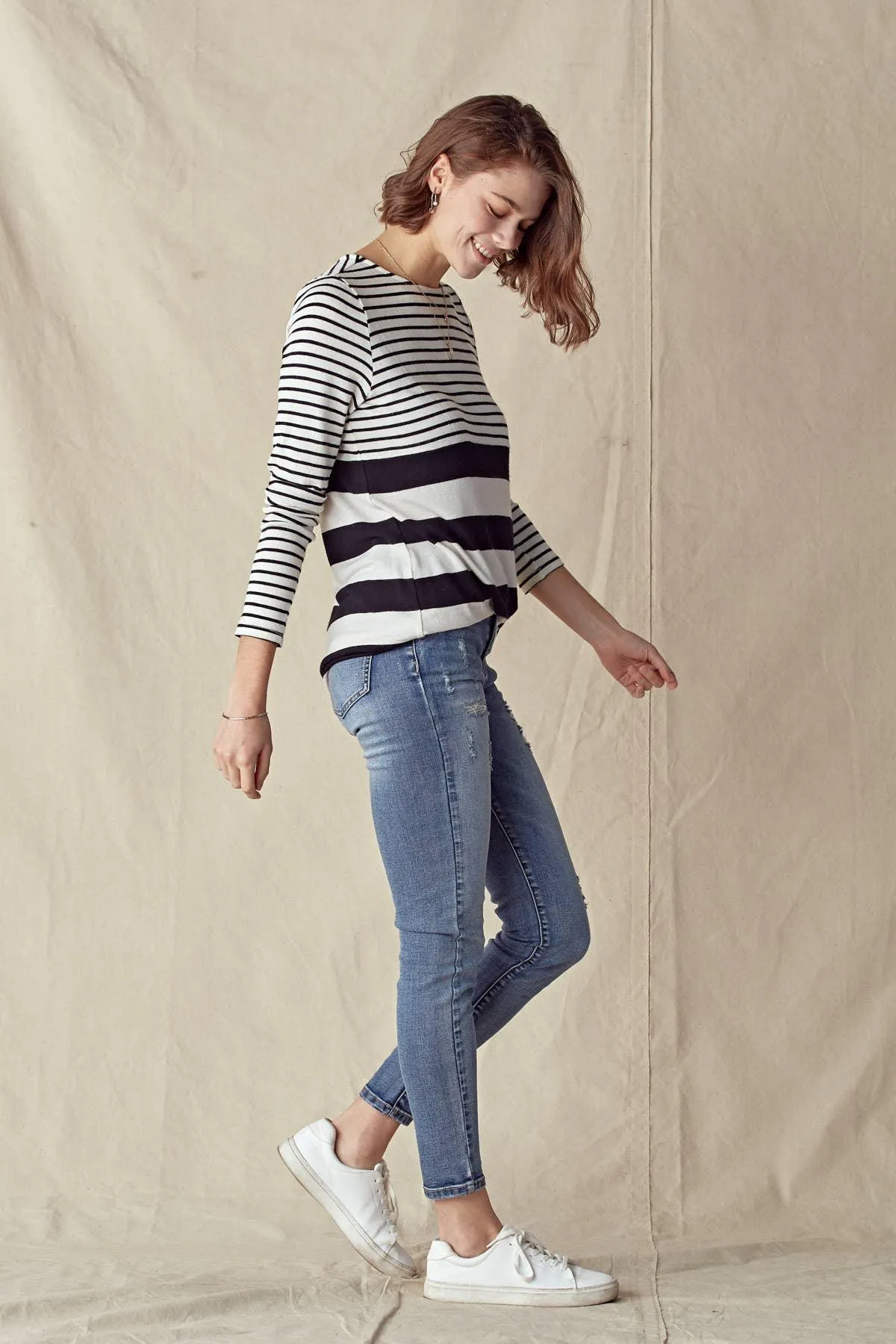 Mixed Stripe Knit Top