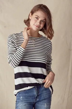 Mixed Stripe Knit Top