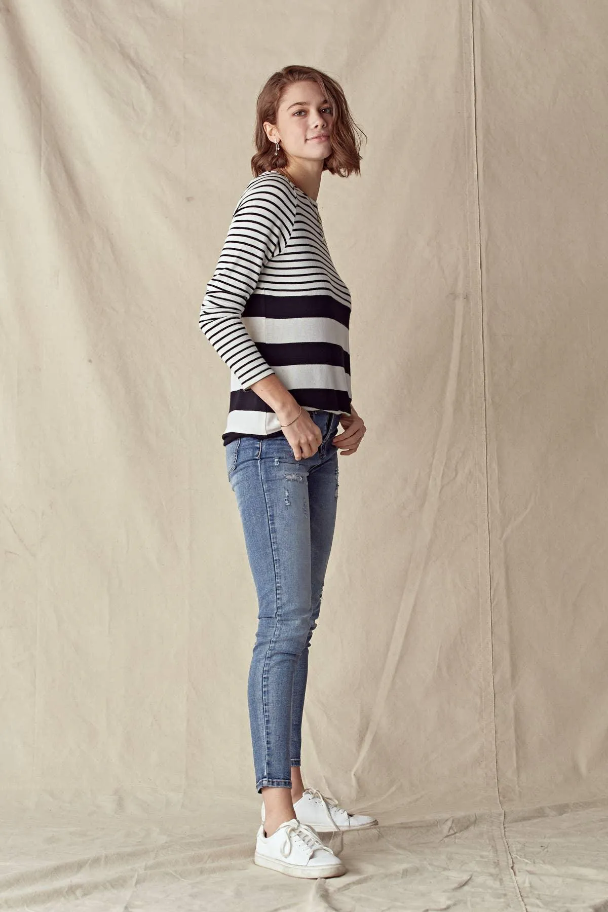 Mixed Stripe Knit Top
