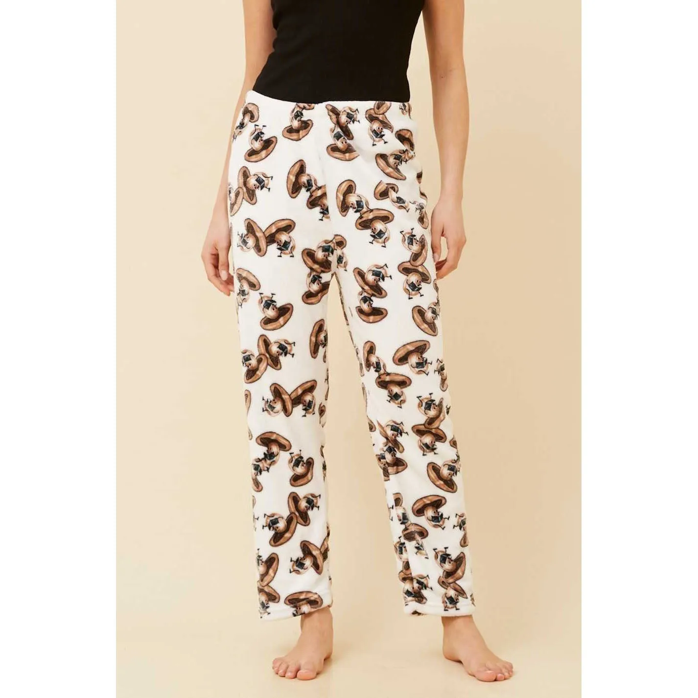Mushroom Print PJ Pants - White