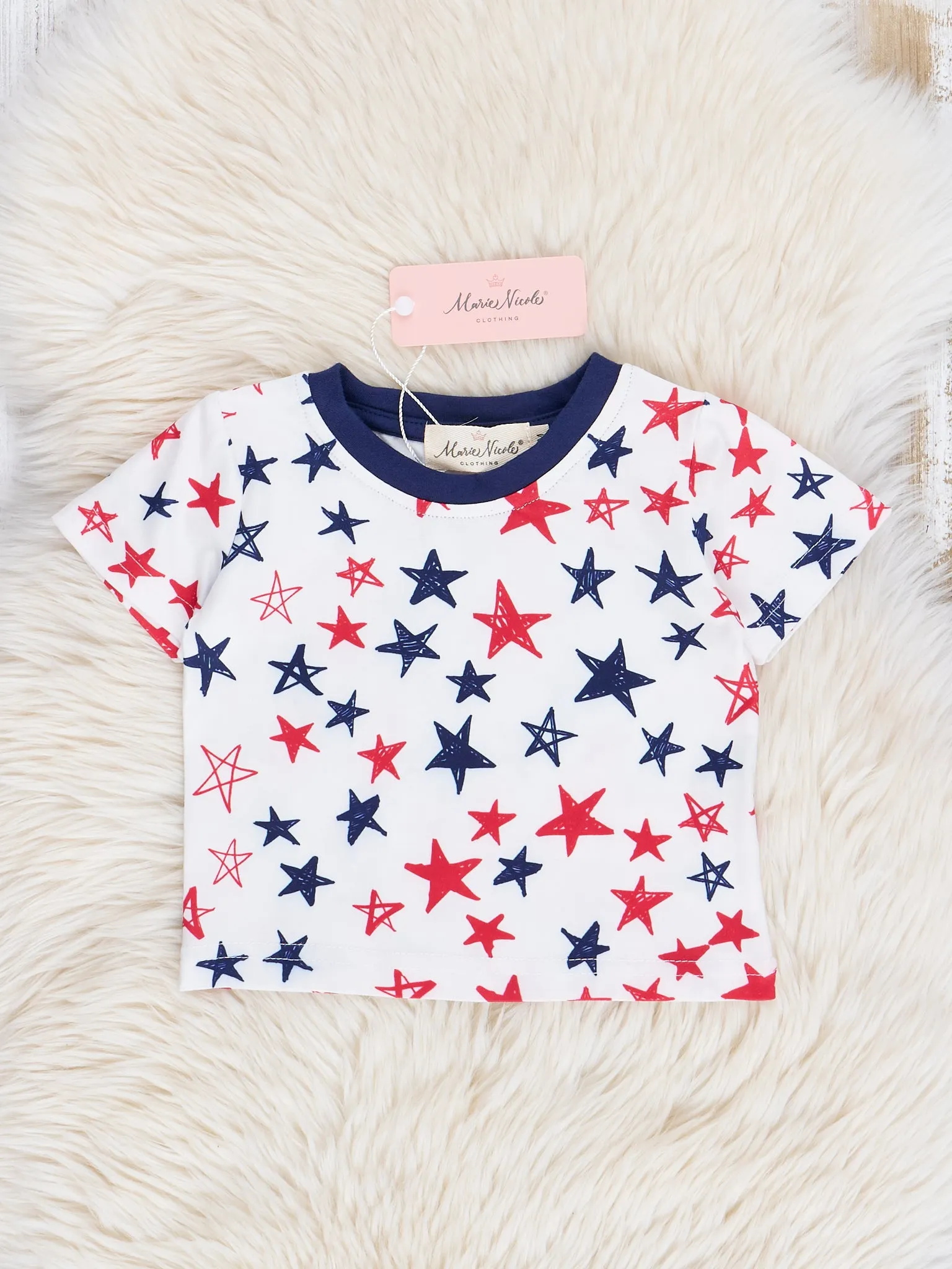 Navy 4th of July Stars Overalls Set