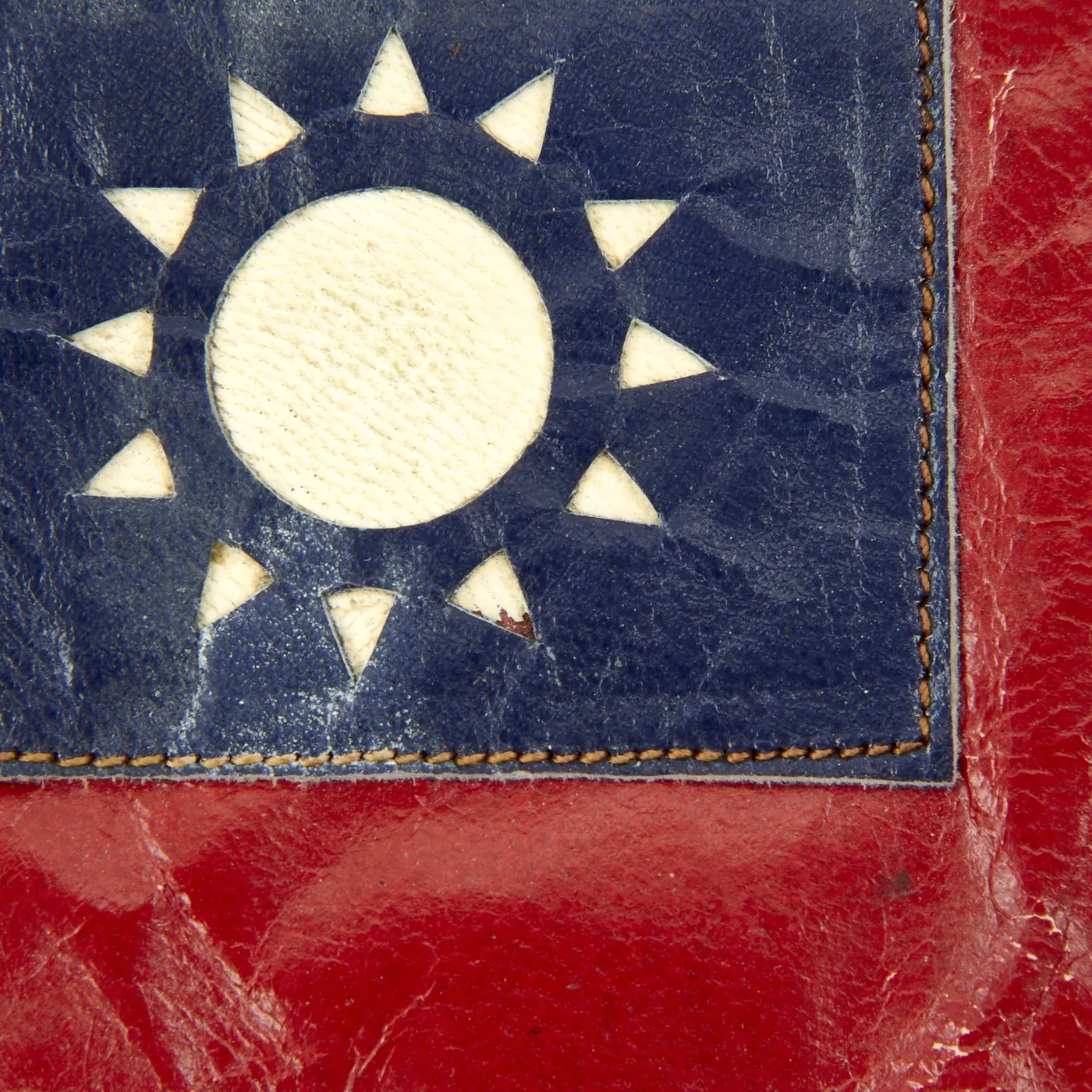 Original U.S. WWII USN Navy Shanghai China Hand Painted Leather Blood Chit