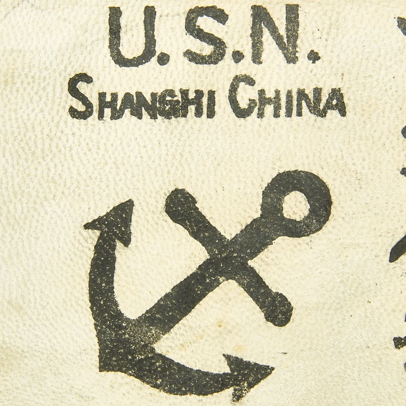 Original U.S. WWII USN Navy Shanghai China Hand Painted Leather Blood Chit
