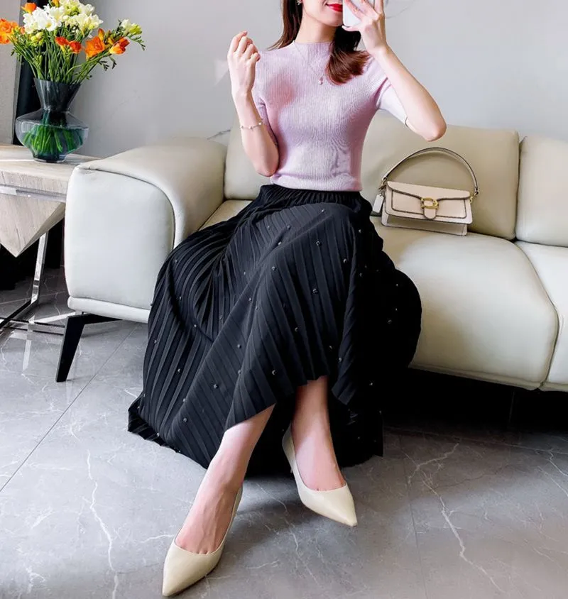 Pleated Elegant Mid-length Skirt