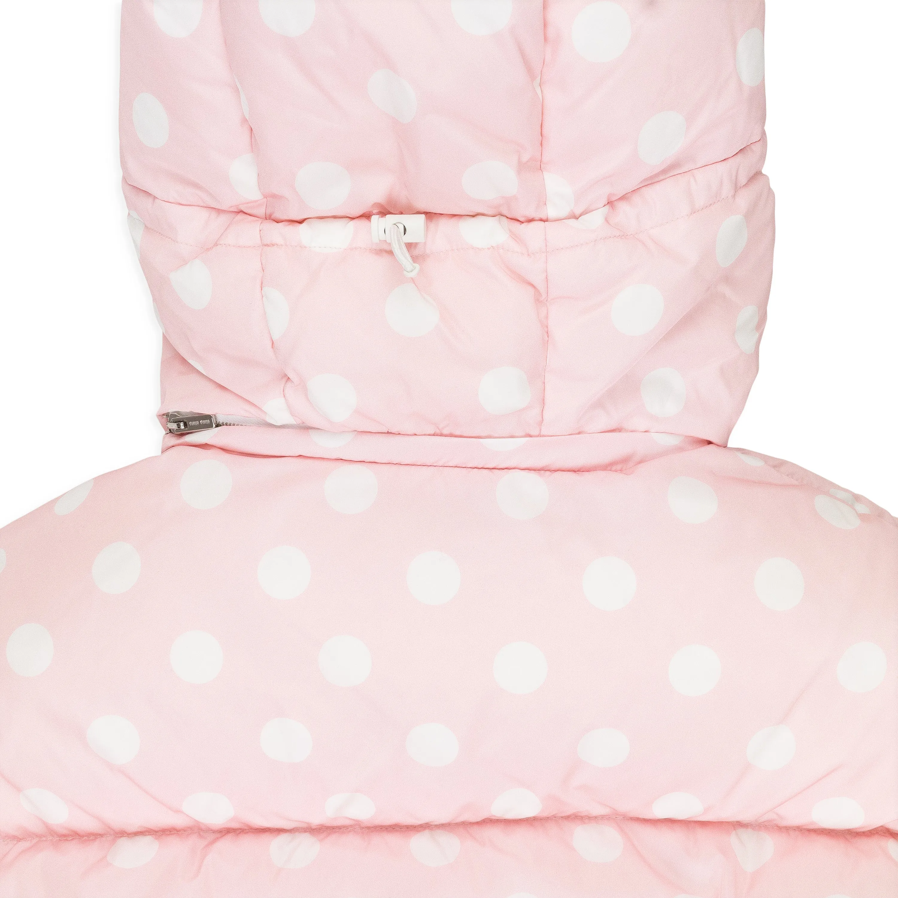 POLKA DOT PUFFER COAT PINK/WHITE DOWN PUFFER
