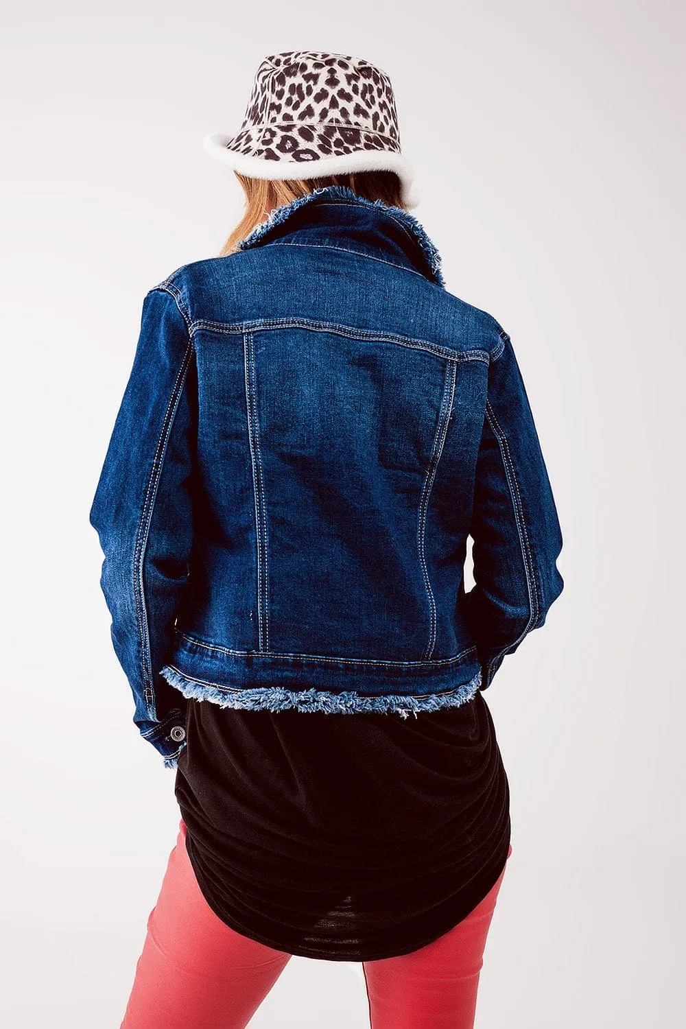 Raw Denim Jacket In Mid Blue