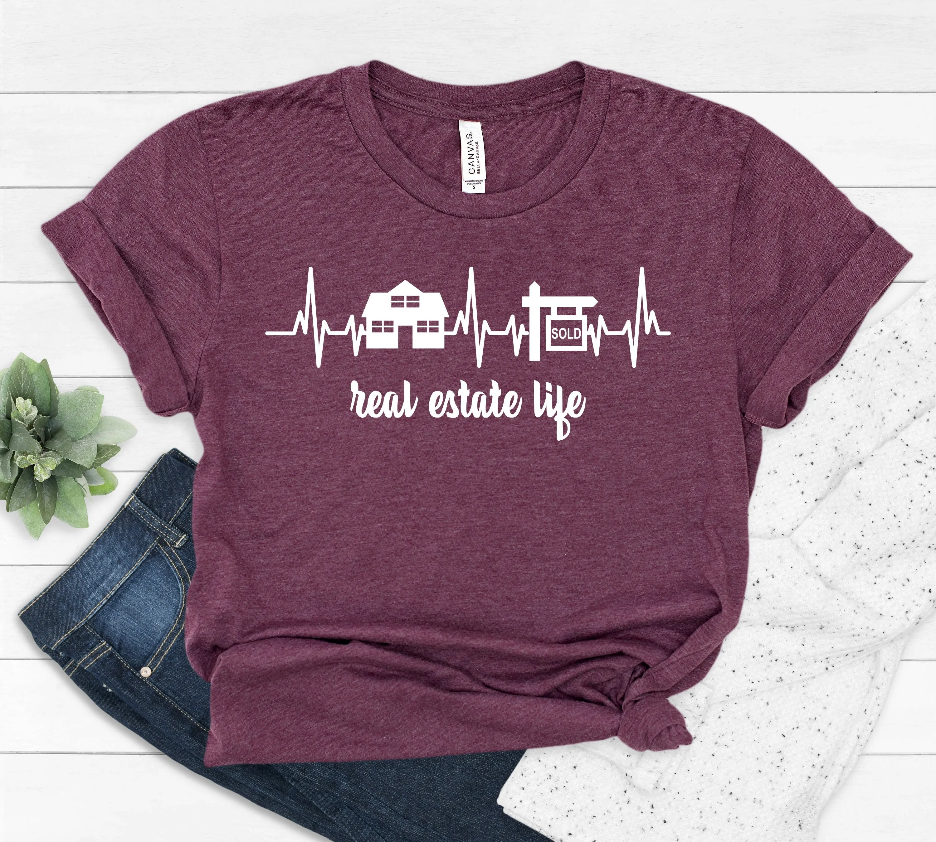 Real Estate Life Heart Beat Shirt - Salesman Shirt - Real Estate Agent T Shirt  - Sales Motivational - Open House