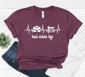 Real Estate Life Heart Beat Shirt - Salesman Shirt - Real Estate Agent T Shirt  - Sales Motivational - Open House