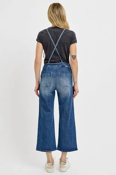 RISEN Knotted Strap Denim Overalls with Pockets Plus Size