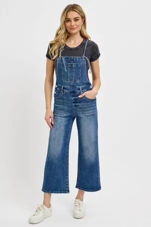 RISEN Knotted Strap Denim Overalls with Pockets Plus Size