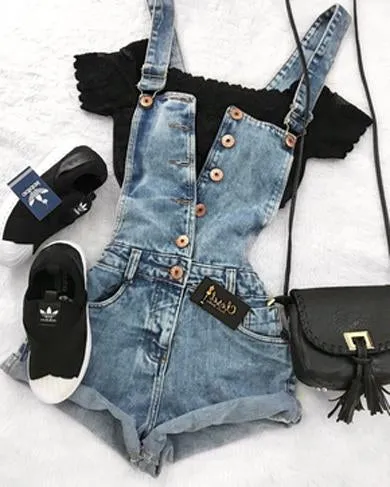 short overalls Denim