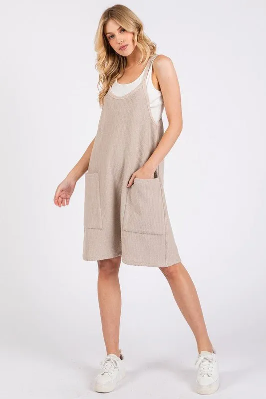 Spaghetti Strap Shortalls in Oatmeal