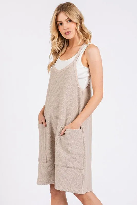 Spaghetti Strap Shortalls in Oatmeal