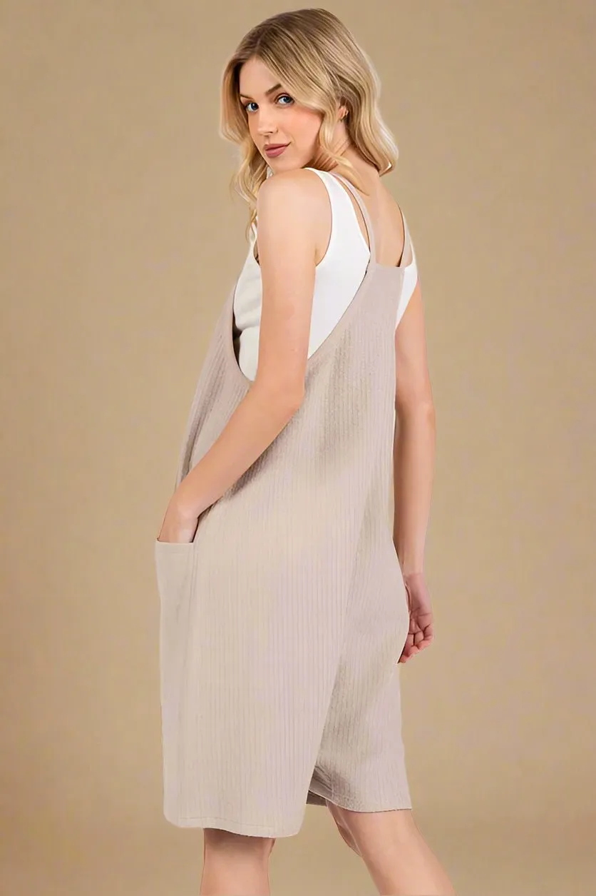 Spaghetti Strap Shortalls in Oatmeal