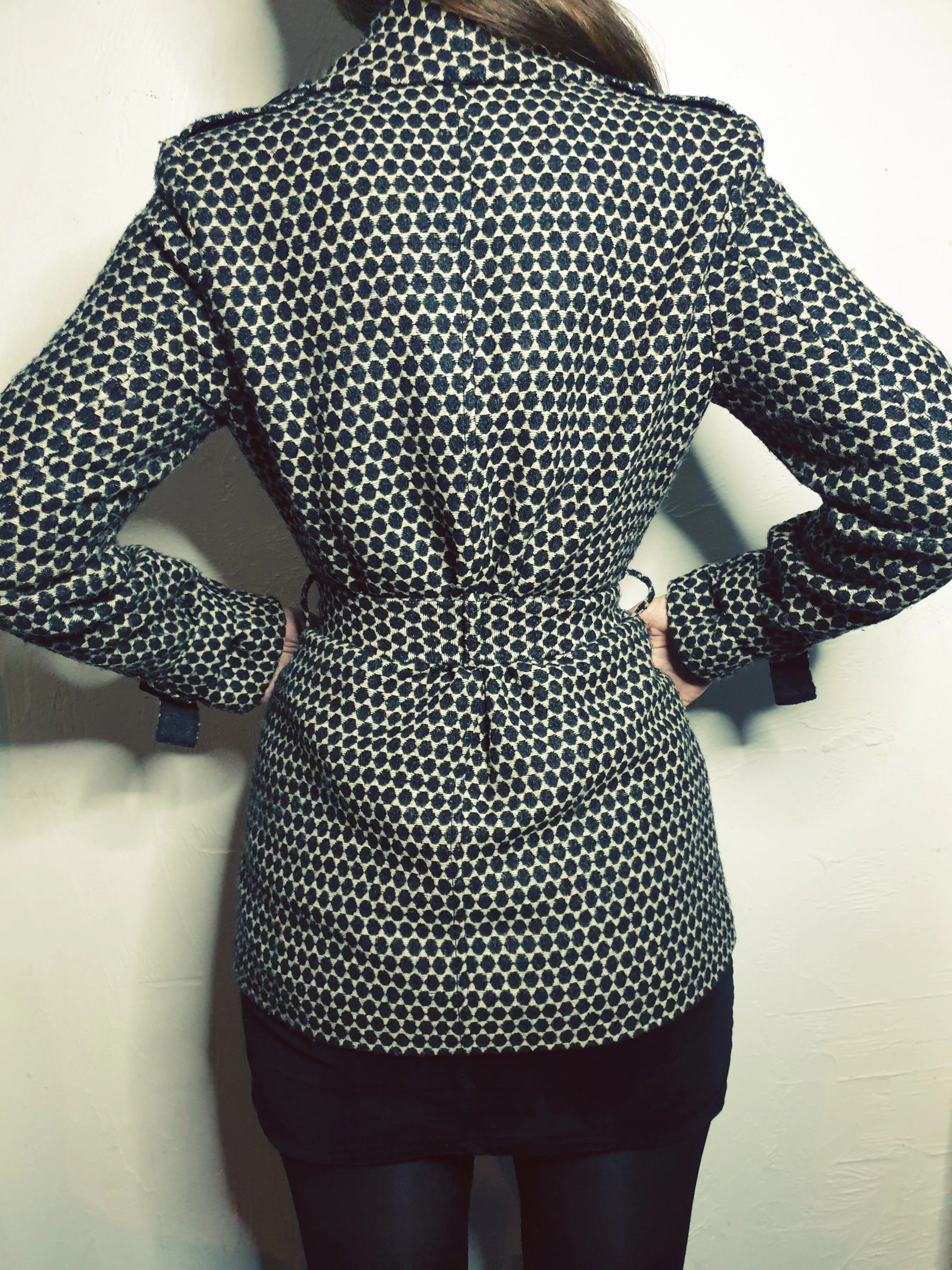 Ted Baker black and white tweed coat