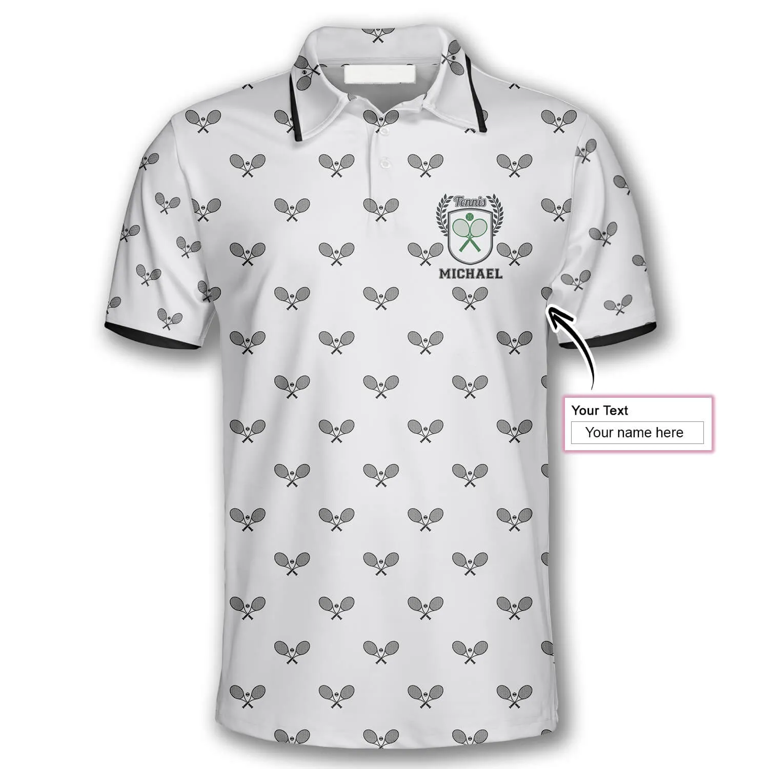 Tennis Pattern Emblem Custom Tennis Shirts for Men, Gift for Tennis Player