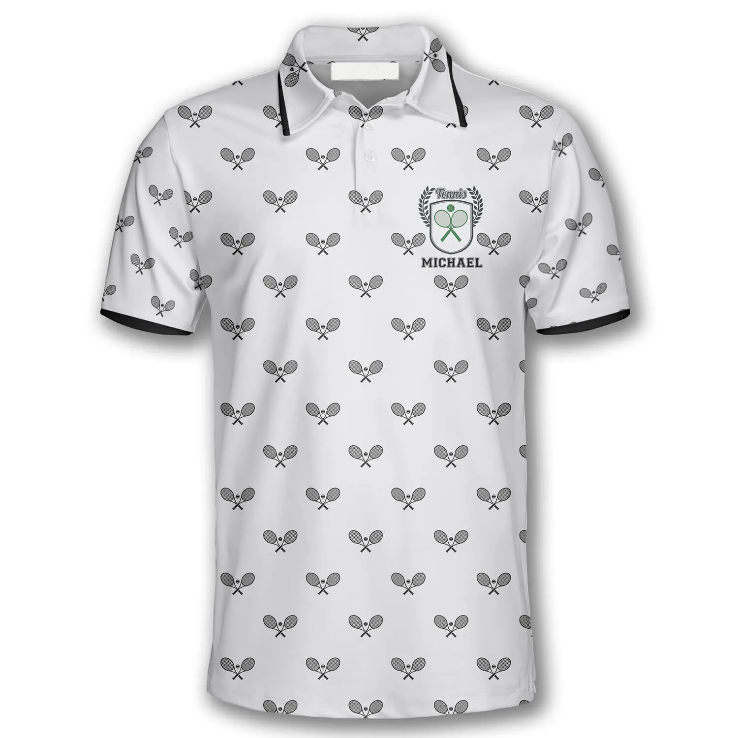 Tennis Pattern Emblem Custom Tennis Shirts for Men, Gift for Tennis Player