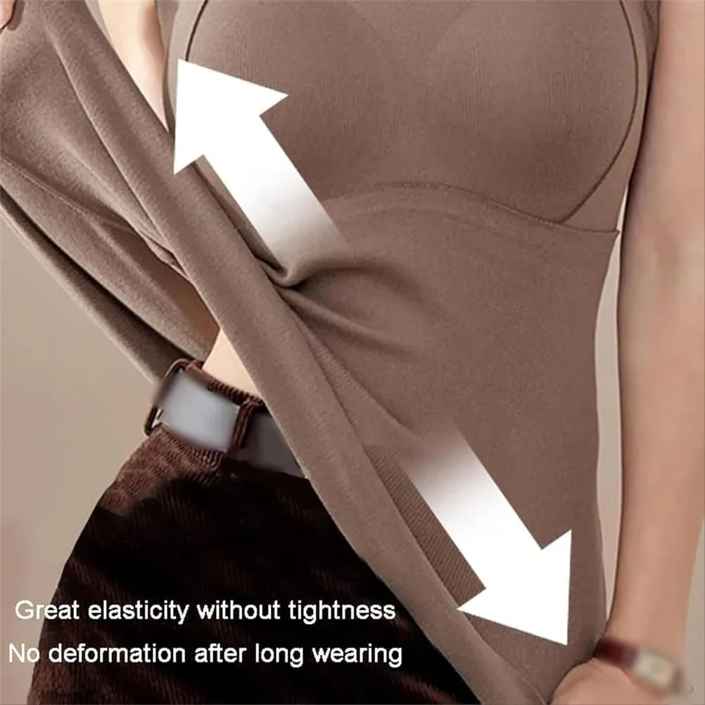 Thickened Warm Tank Top with Shelf Bra, Thickened Shelf Bra Tank for Women,High Stretch Sleeveless Camisoles, Warm Wirelfree