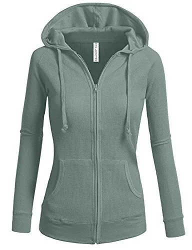 TL Women's Comfy Versatile Warm Knitted Casual Zip-Up Hoodie Jackets in Colors 02_DARK_SAGE L