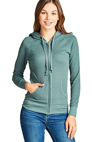 TL Women's Comfy Versatile Warm Knitted Casual Zip-Up Hoodie Jackets in Colors 02_DARK_SAGE L