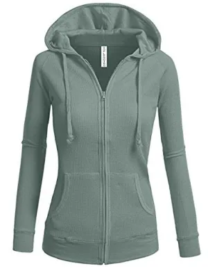 TL Women's Comfy Versatile Warm Knitted Casual Zip-Up Hoodie Jackets in Colors 02_DARK_SAGE L