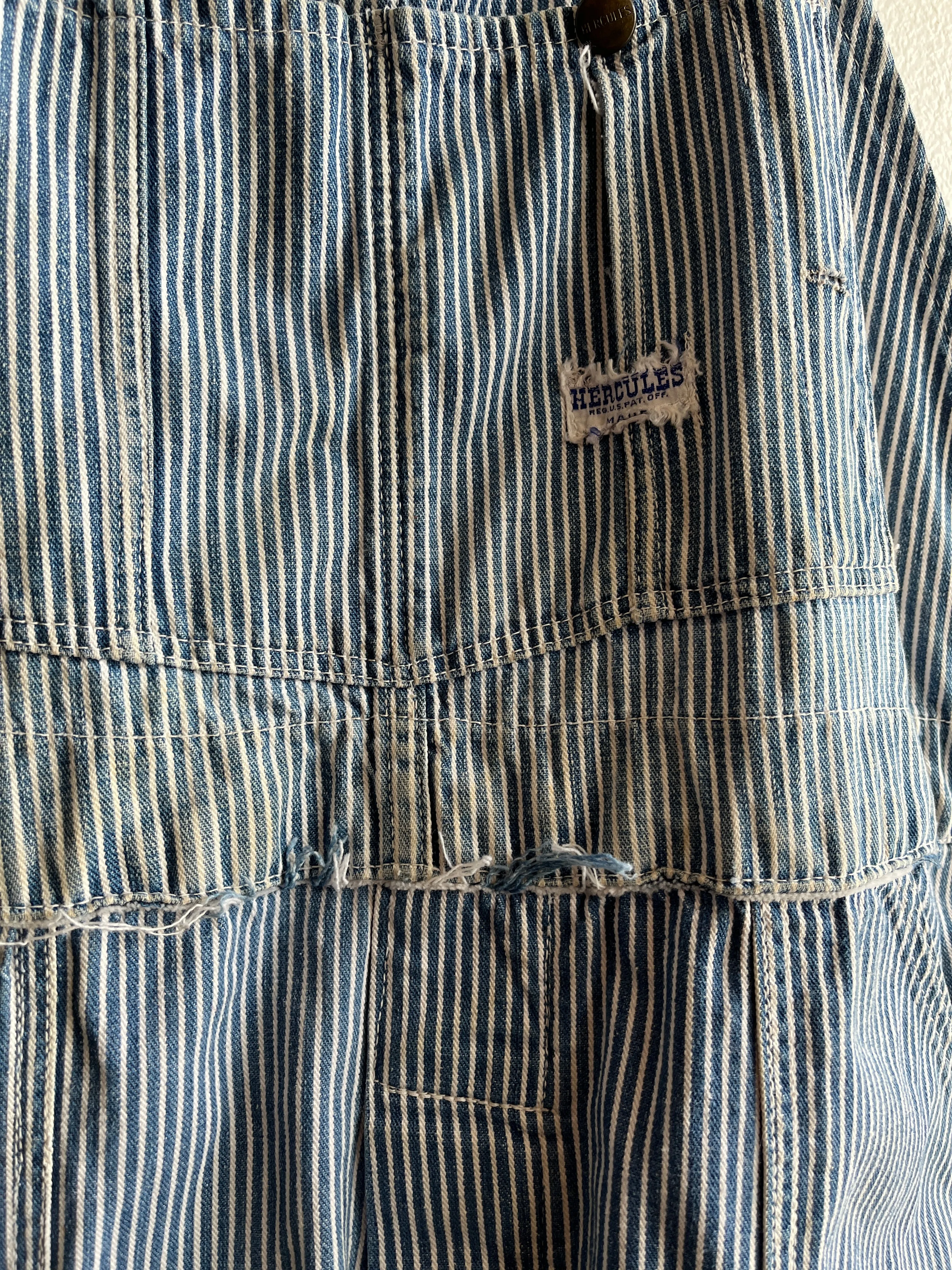 Vintage 1940/50s Hercules Hickory Stripe Denim Clown Overalls