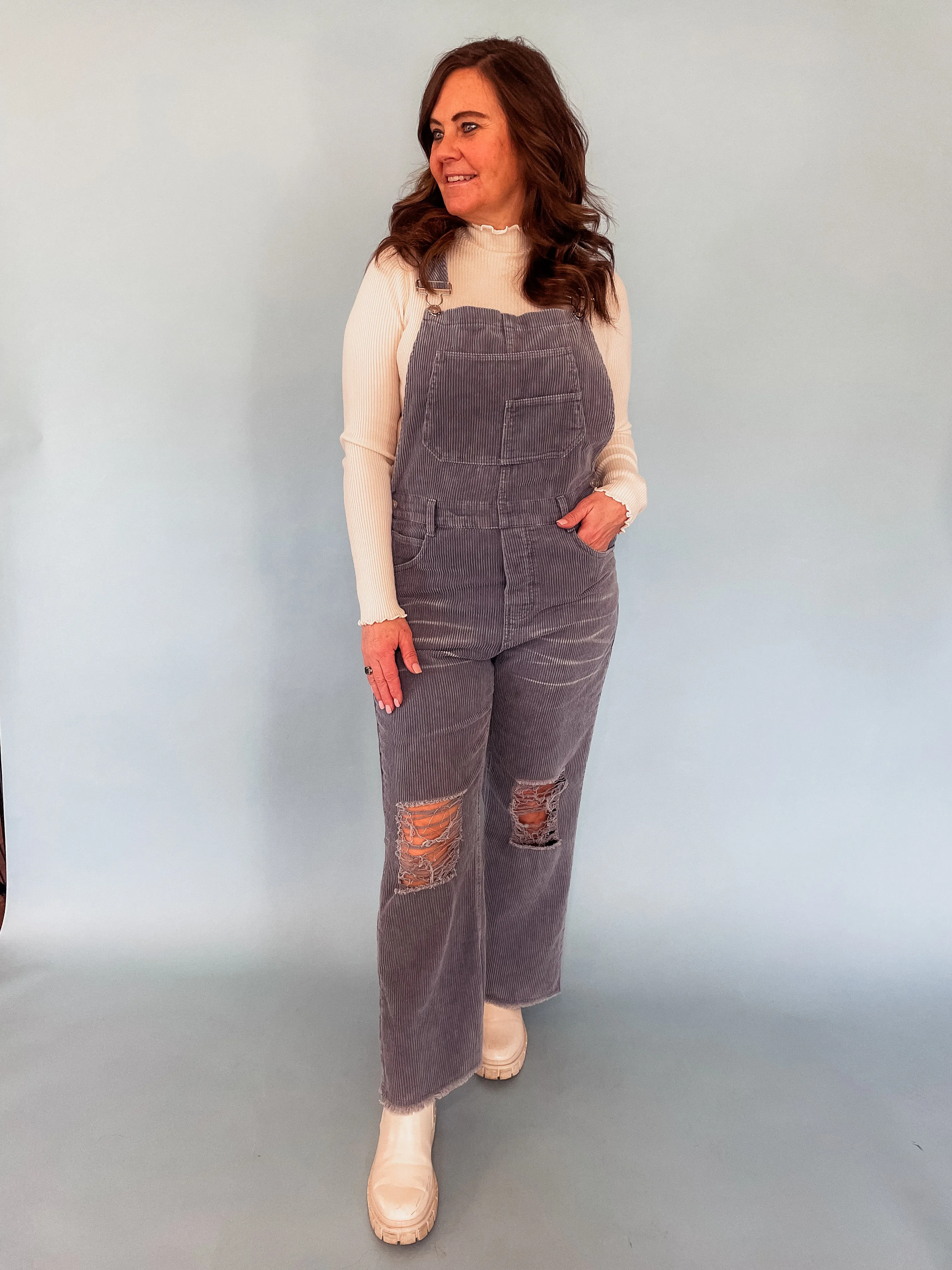 Vintage Distressed Overalls - Blue