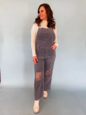 Vintage Distressed Overalls - Blue