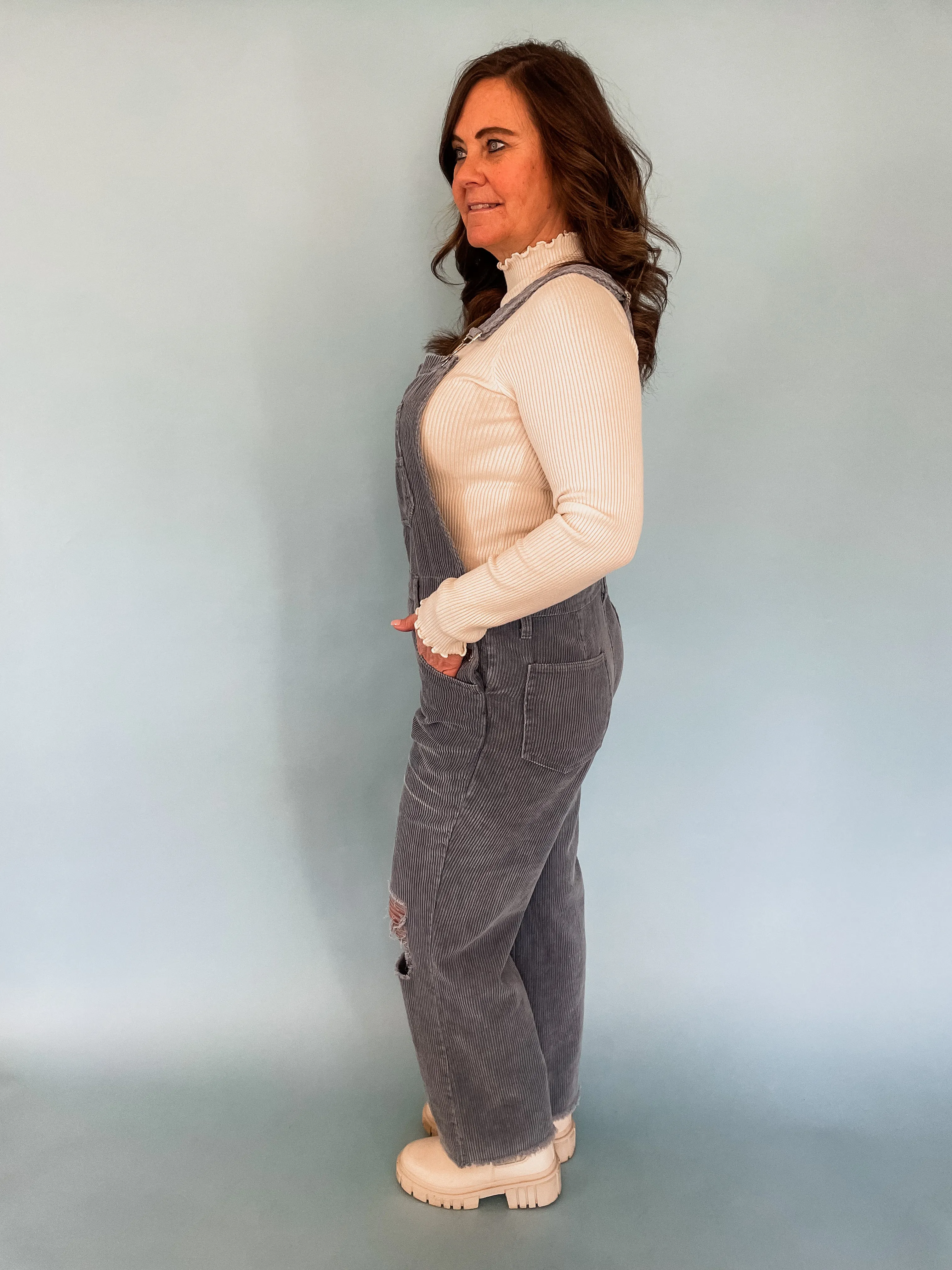 Vintage Distressed Overalls - Blue