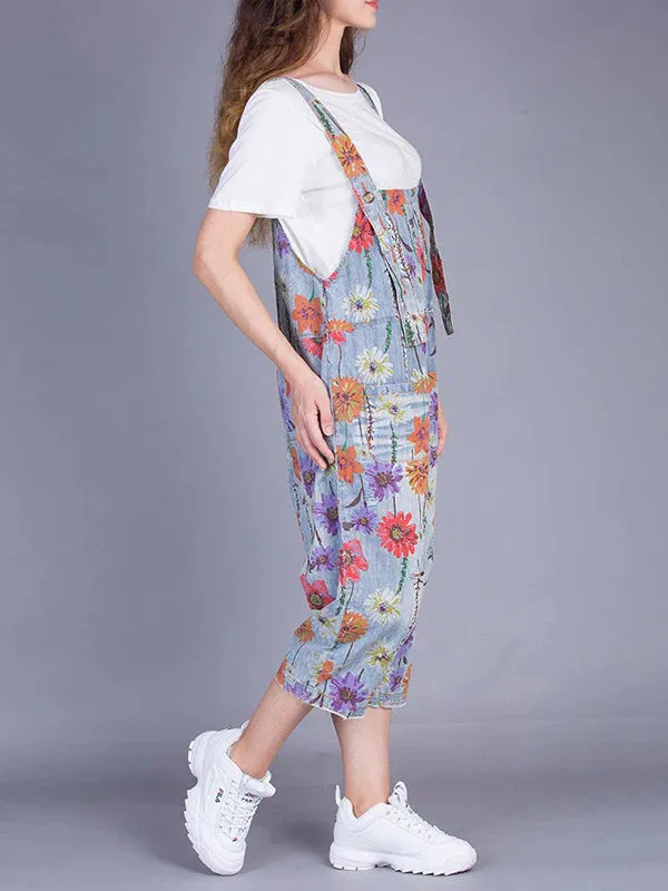 Vintage Printed Overalls Dungarees