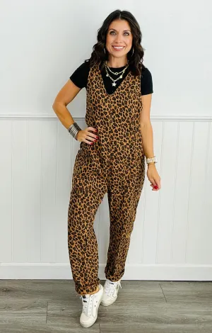 Washed Leopard Denim Jumpsuit (Reg.)