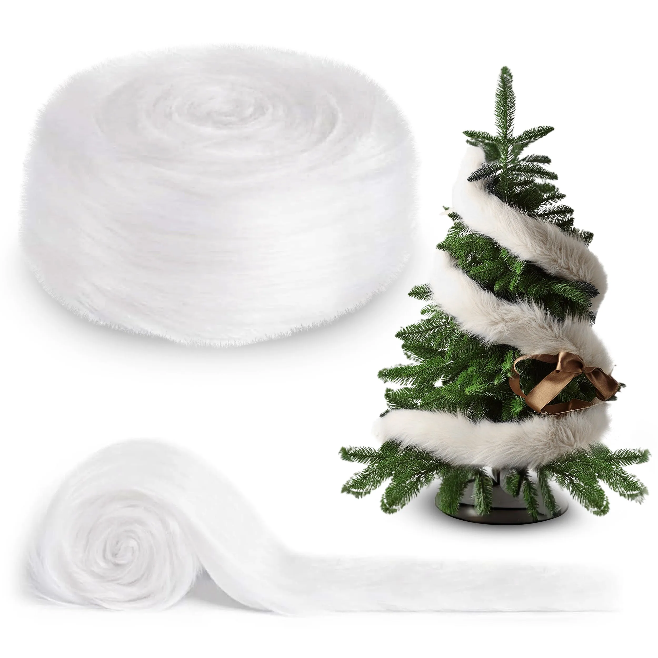 White 4" Wide Faux Fur Ribbon Trim, 3FT Long - Crafting & Decor | FabricLA