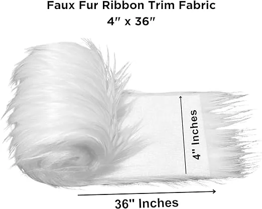 White 4" Wide Faux Fur Ribbon Trim, 3FT Long - Crafting & Decor | FabricLA