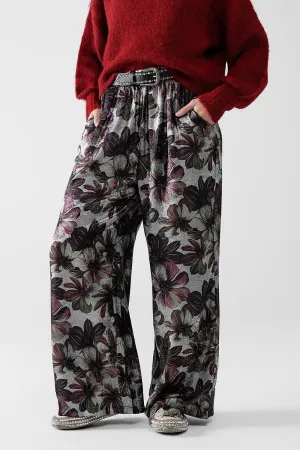 Wide-Leg Pants In Floral Print