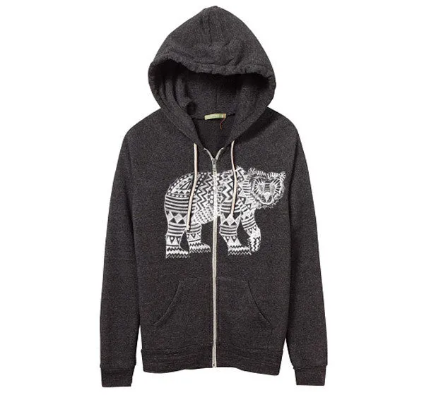 Women's Black Tribal Bear Hoodie